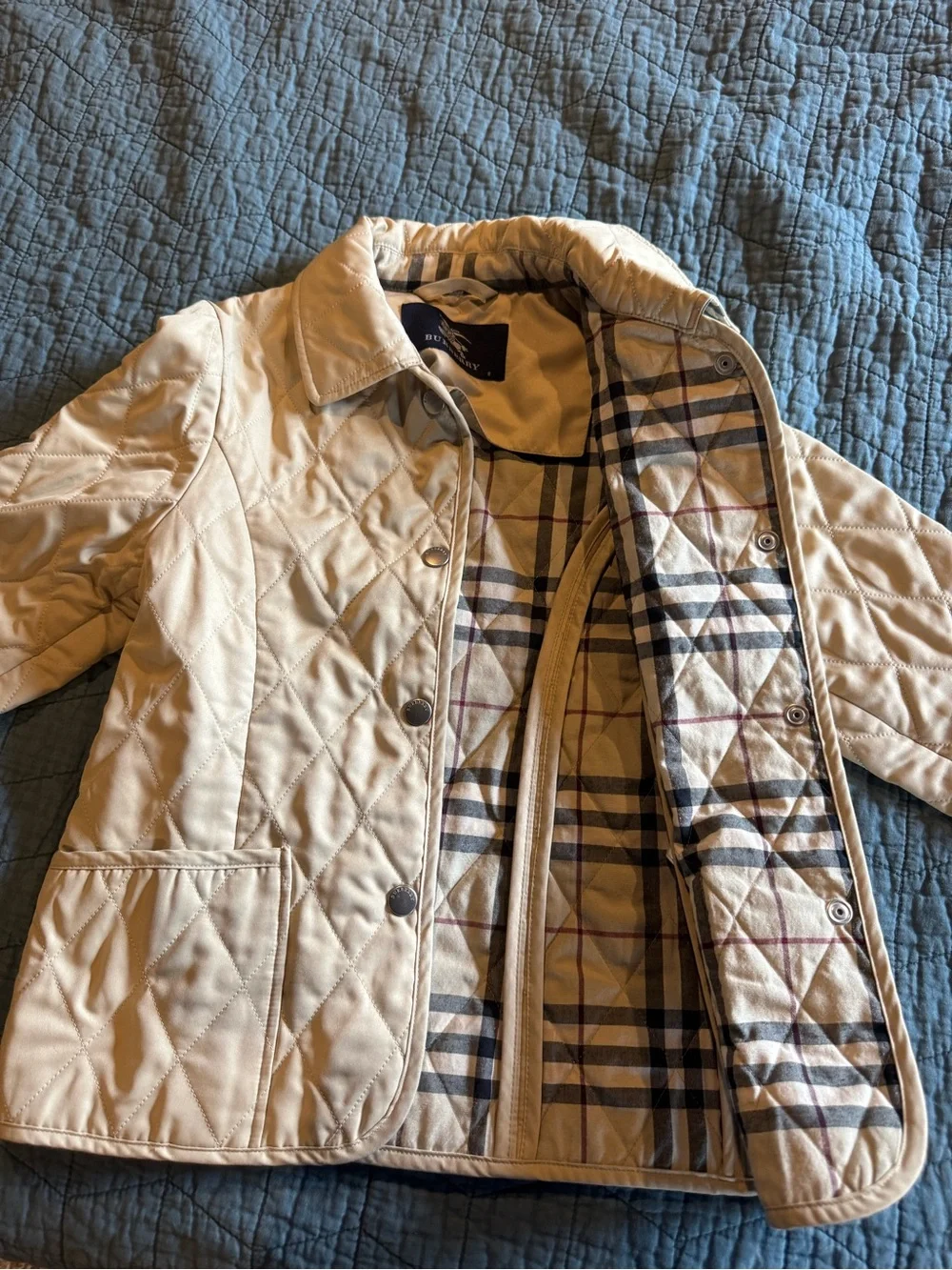 Burberry Beige Quilted Jacket with Signature Check Interior